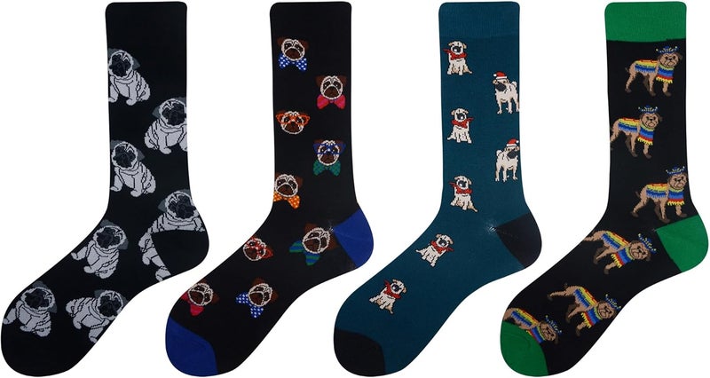 Cansok Men's 2/4 Packs Fun Crazy Novelty Dress Crew Socks - Image 2